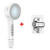 A white high pressure shower head with a detachable cleaning head and a control unit.