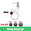 Silver stainless steel liquid soap dispenser pump head set with various sizes