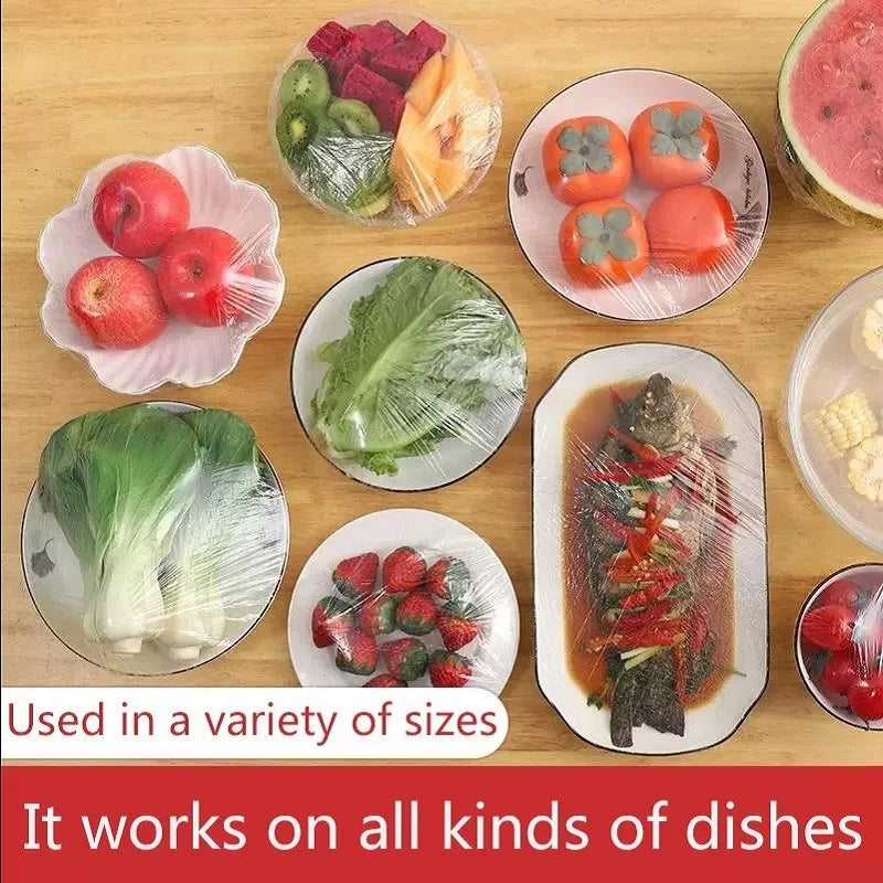 Reusable food storage covers used to seal and preserve various foods like fruits vegetables and meats
