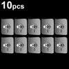 Ten transparent self-adhesive wall hooks designed for hanging frames and photos.