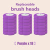 Têtes de brosse violettes remplaçables empilées dans un contenant cylindrique