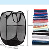 Black foldable mesh laundry basket organizer with dimensions 30cm by 30cm and height 46cm