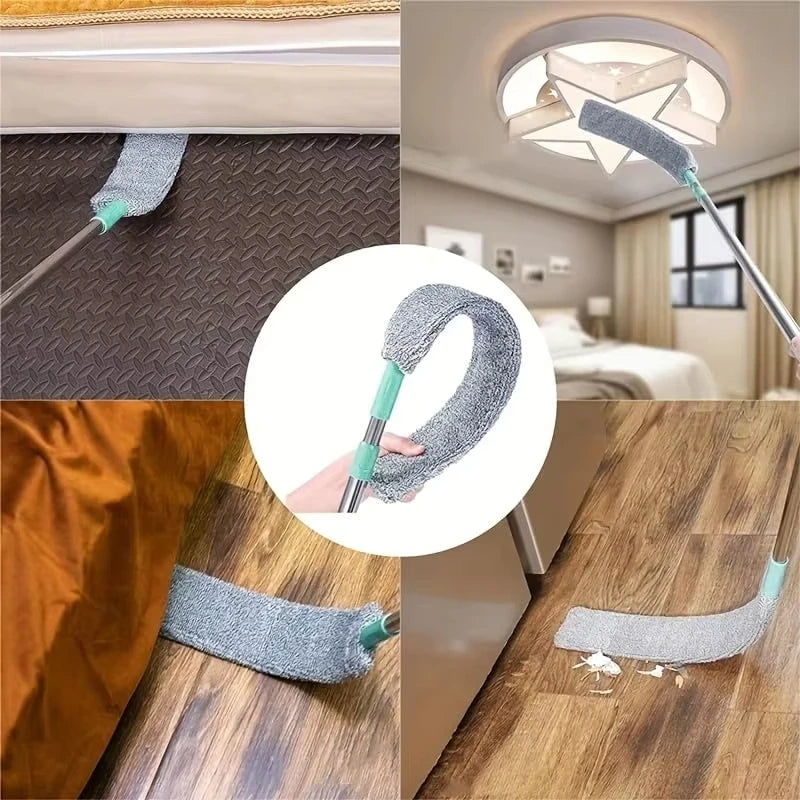 Set aus erweiterbaren Mikrofaserdustern und Reinigungsbürsten für die Haushaltsreinigung.