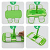 Four steps showing how to use reusable microfiber mop pads for floor cleaning