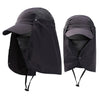 Black UV protection fishing sun hat shown in a folded or partially opened state.