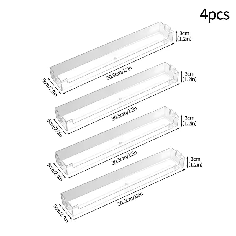 Four wall mounted acrylic display shelves, each measuring 30.5cm long and 5cm deep.