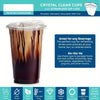 Clear disposable cups with strawless sip-lids for various beverages and foods