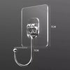 Clear self-adhesive rotating wall hooks with a loop and a ball, shown against a gray background.