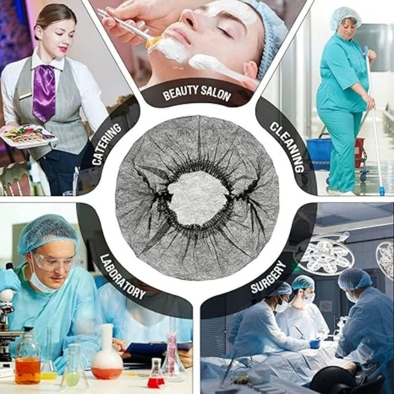 A collage showing various medical and beauty contexts including a person receiving a facial treatment, a surgeon operating, l