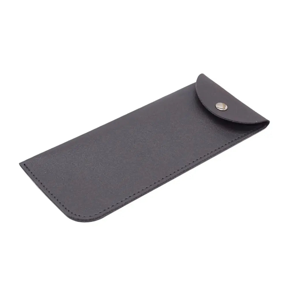 A dark gray PU leather eyewear case or glasses bag with a flap closure.