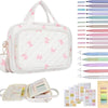 White quilted floral bible cover with included study accessories and pens