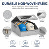 A silver storage box with a clear window and zippered lid, designed for durable non-woven fabric storage.