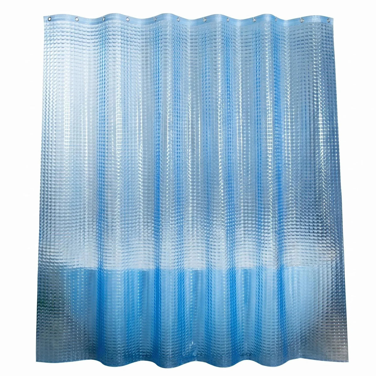 Light blue 3D crystal texture waterproof shower curtain liner hanging