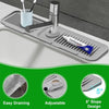 Silicone sink splash guard mat with a faucet and a brush for easy draining and adjustable use