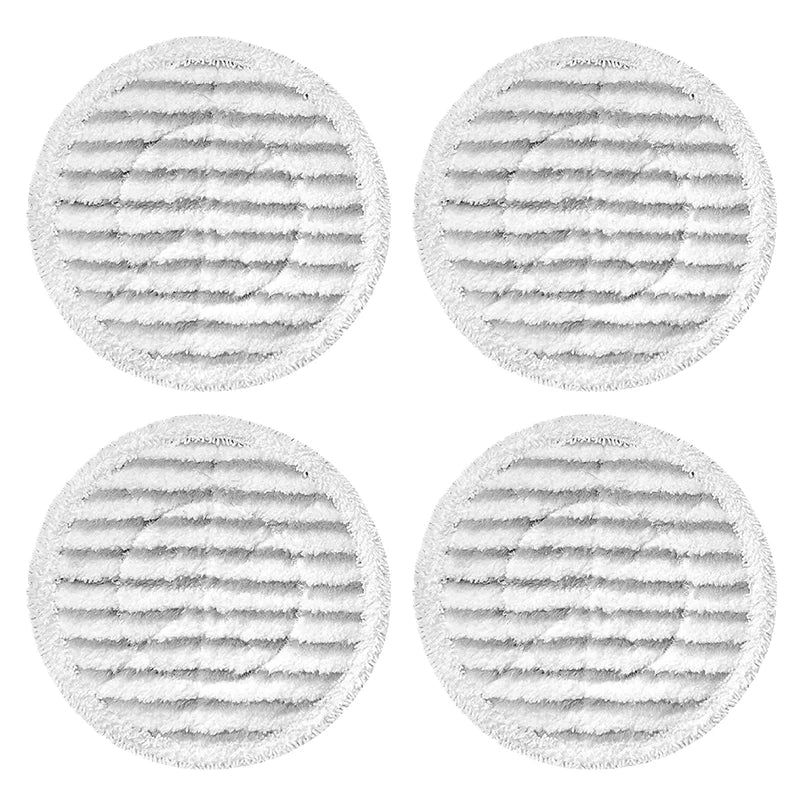 Four circular images showing replacement mop cloth pads for Shark vacuum cleaners.