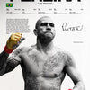 Black and white portrait of Alex Poatan, a UFC fighter, with tattoos on his chest and arms.