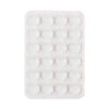 A white silicone suction cup phone stand with multiple holes for hands-free viewing.