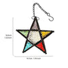 Forged iron star hanging candlestick with a chain and multicolored glass facets