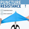 Blue nitrile disposable safety gloves demonstrating puncture and tear resistance.