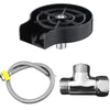 Black high-pressure faucet glass rinser for bars and kitchens with a flexible metal hose.