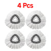 Four white microfiber replacement mop heads with a textured, circular design.