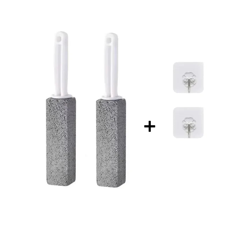 A set of heavy duty pumice cleaning scrubber sticks with white handles and square heads.