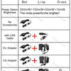Diagram showing options for choosing a laser module, including shape, power, and accessories like USB cable, EU adapter, US a
