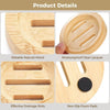 Natural wooden soap dish set showing features like drainage slots and non-slip foam pads