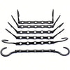 A multi-pack of black plastic clothes hangers for closet organization.