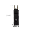 Black adjustable buckleless belt with a silver buckle and measuring tape markings.