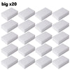 A set of twenty white melamine cleaning sponges or magic erasers.