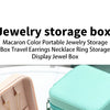 A light pink portable PU leather jewelry storage box shown in a close-up view.