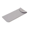 A slim, grey PU leather eyewear case or glasses bag with a flap closure.