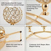 A set of gold crystal tealight candlesticks featuring a round corner design and an anti-skid pad for reduced friction.