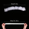 A transparent disposable shower cap is shown, measuring 15cm or 5.9 inches.