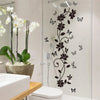 Decorative flower butterfly wall stickers on a glass shower door