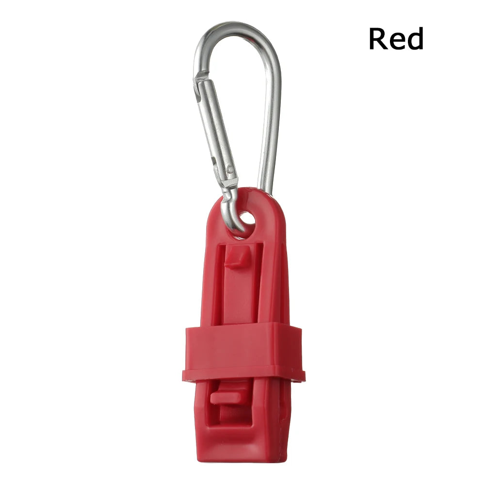 Red durable glove clip with an ergonomic buckle for work safety