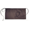 A dark brown fashion chef short apron with pockets and adjustable straps.
