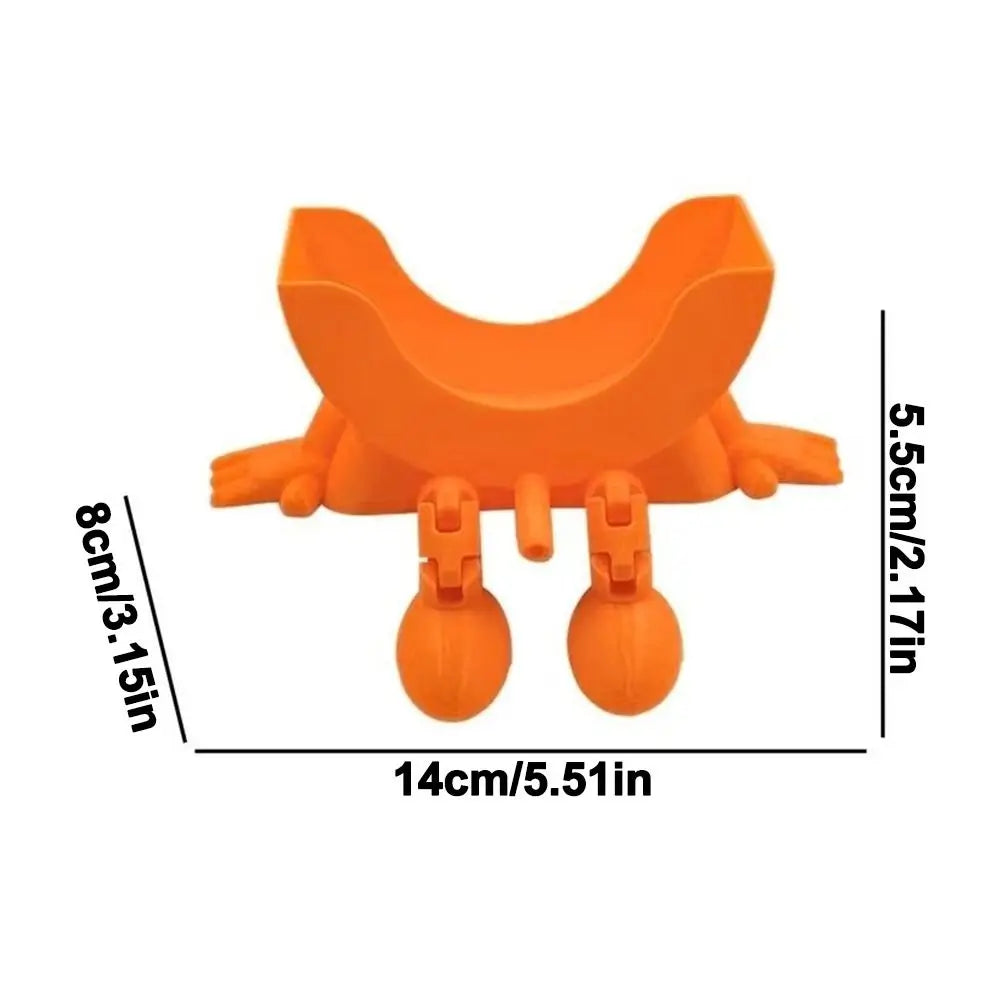 Orange multi-use sponge holder with four silicone drainage cups for kitchen use