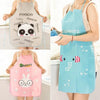 A collection of three oil-proof cooking aprons featuring panda, elephant, and rabbit designs.