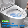 A hand is using a white toilet wand refill head in a white toilet bowl for deep cleaning.
