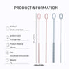 A set of three silicone straw cleaning brushes in pink and light blue colors shown with product information details.