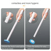 A white wall-mounted toilet brush cleaning kit showing the brush head and storage box components.