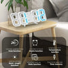 A white 3D LED digital alarm clock displaying various functions like time, alarm, temperature, and date.