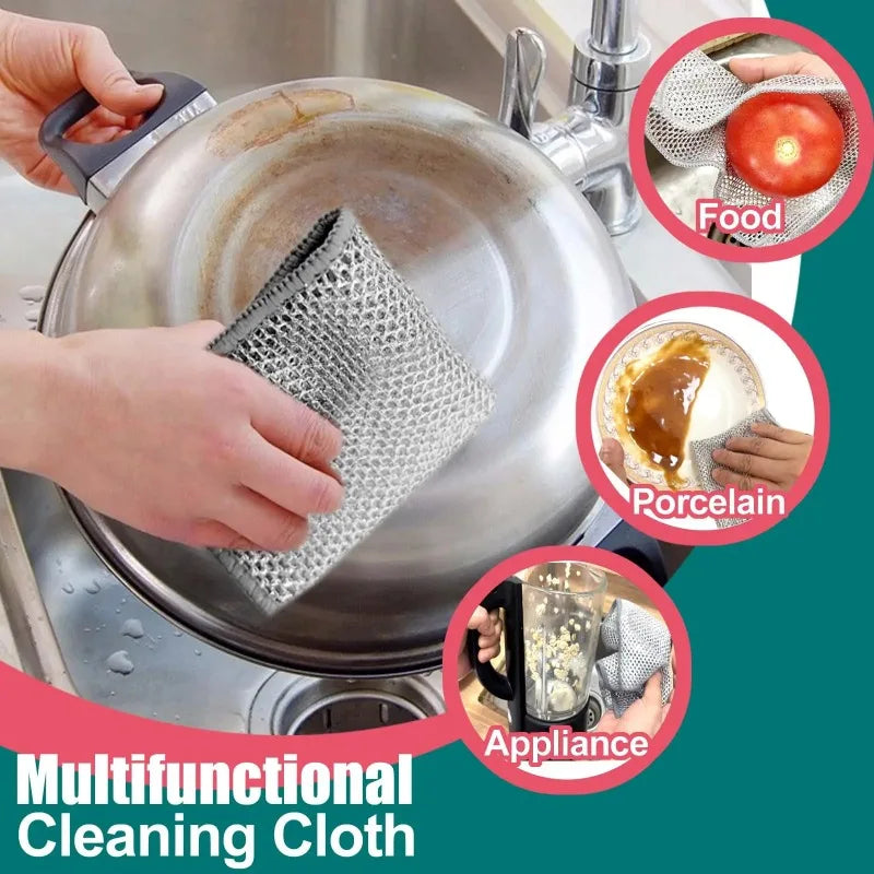 Multifunktionstuch zum Reinigen einer Metallpfanne in einem Gerät.