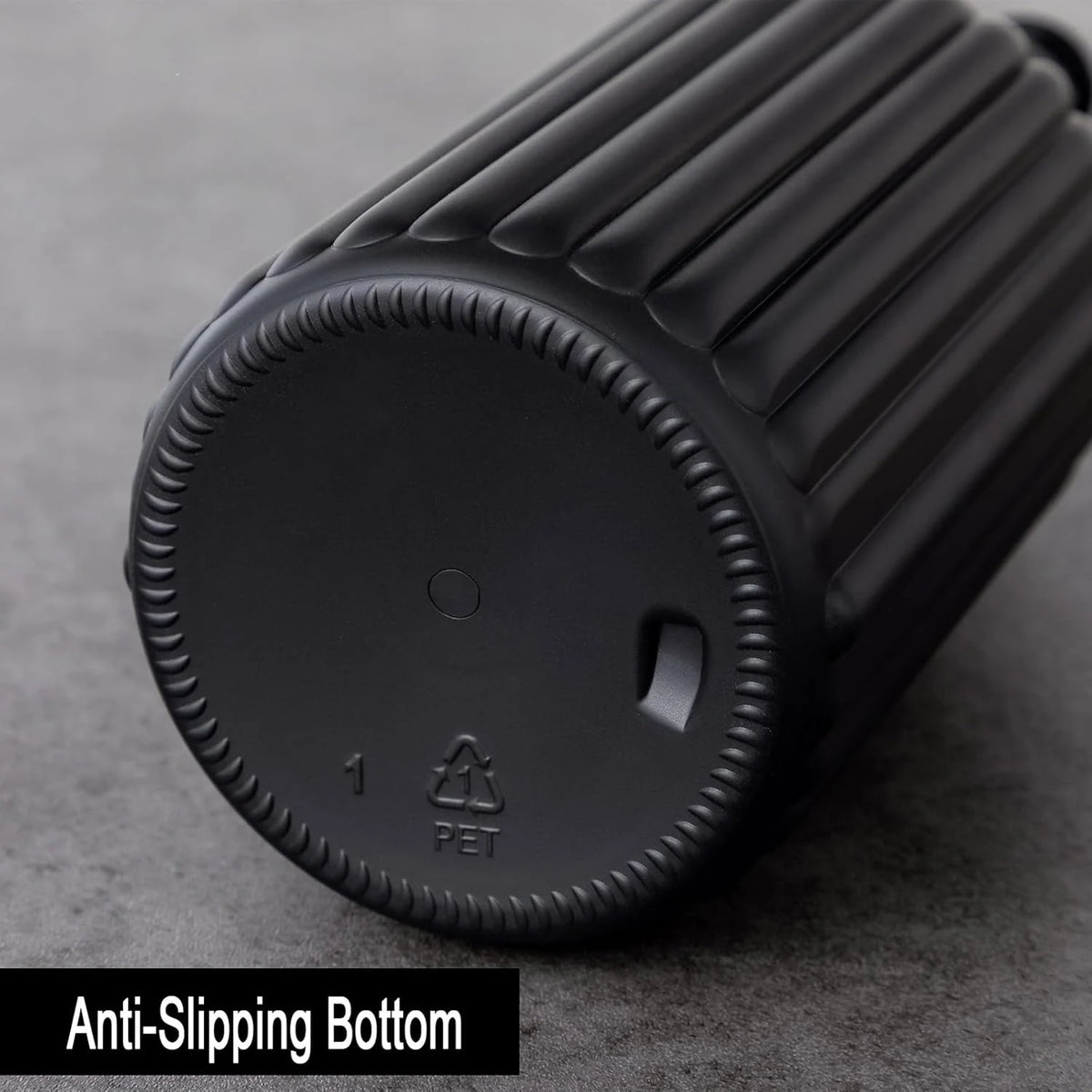 Black cylindrical bathroom organizer with anti-slipping bottom