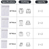 A table showing specifications for various sized reusable honeycomb mesh laundry bags with corresponding clothing capacity.