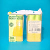 A pack of 30 yellow drawstring trash bags, measuring 45x50cm each, displayed against a blue background.