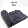 A stack of five dark gray microfiber car cleaning towels, measuring 40-60cm each.