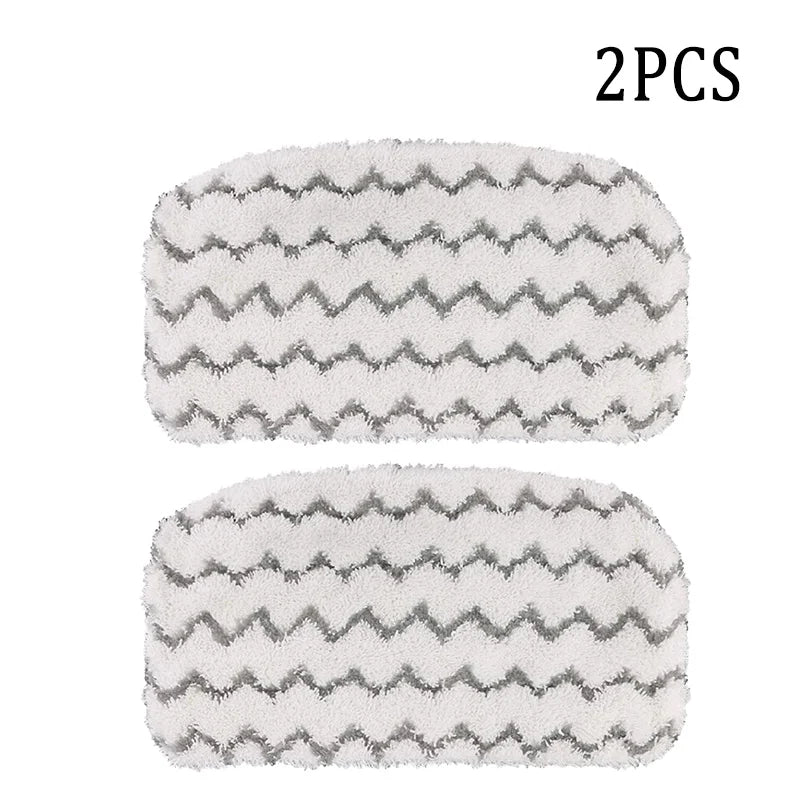 Two replacement microfiber pads for a Shark steam mop, featuring a gray and white chevron pattern.